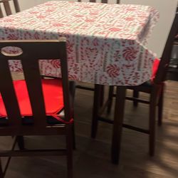 Wood Table With Four Chairs