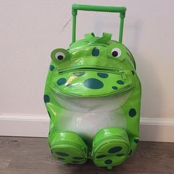 Back Pack For Kids. Rolling Green Vinyl Frog  10"1/2 H×8"w  Used.