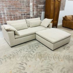 West Elm Harmony Sofa With Ottoman -Delivery Available