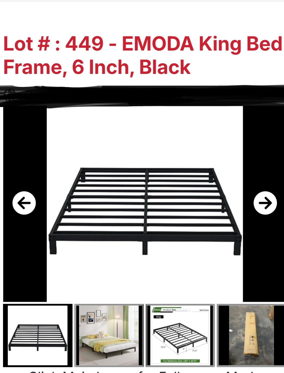 NEW IN BOX 6” KING SIZE PLATFORM BED.