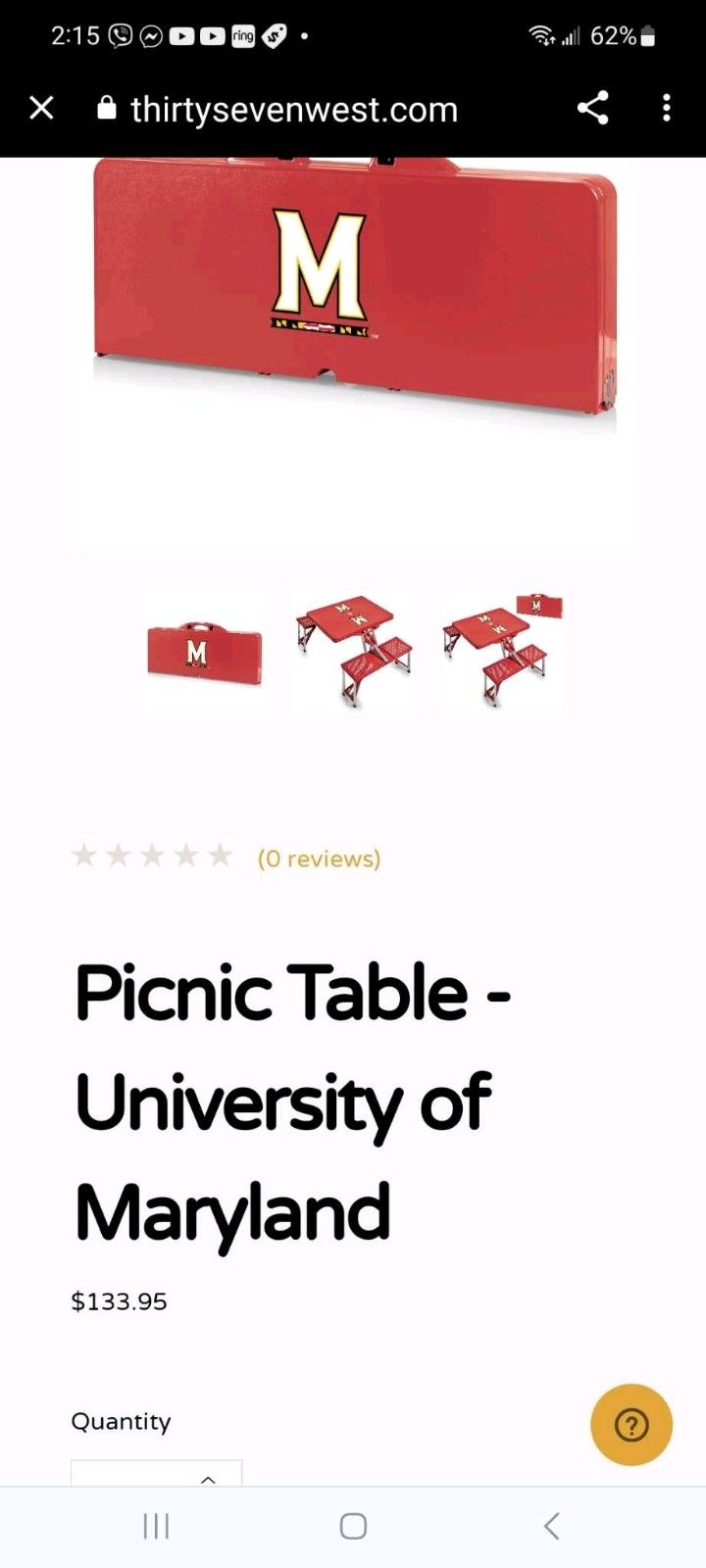 Used Picnic TABLE UNIVERSITY OF MARY LAND