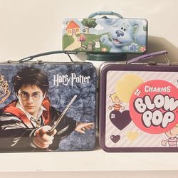 Tin lunch box combo  1. Harry Potter -, 2. Charms Blow POP-,3. Blues Clues-All With c