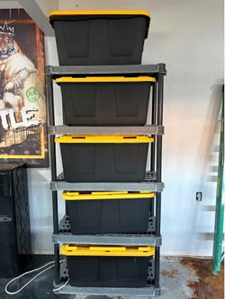 Heavy-Duty 5-Tier Storage Shelving with 5 Storage Totes