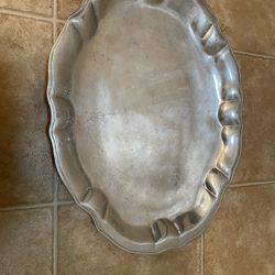 Vintage Kitchenware Heavy Metal silver plated Large for Rice 20” X 16”.