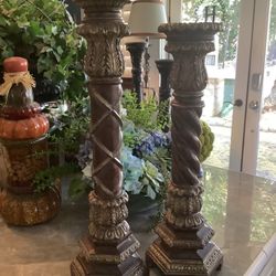 Pair Old World  Pillar Candle Bases