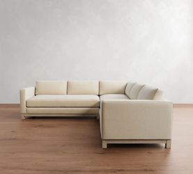 Pottery Barn Jake Seadrift Wood Base 3-Piece L-Shaped Sectional