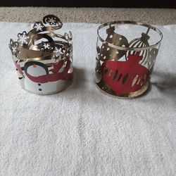 Sonoma Snowman/Ornaments Candle Holders (2)