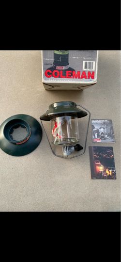 Vintage Coleman Two Mantle Propane Lantern w/ Globe & Base Made In USA