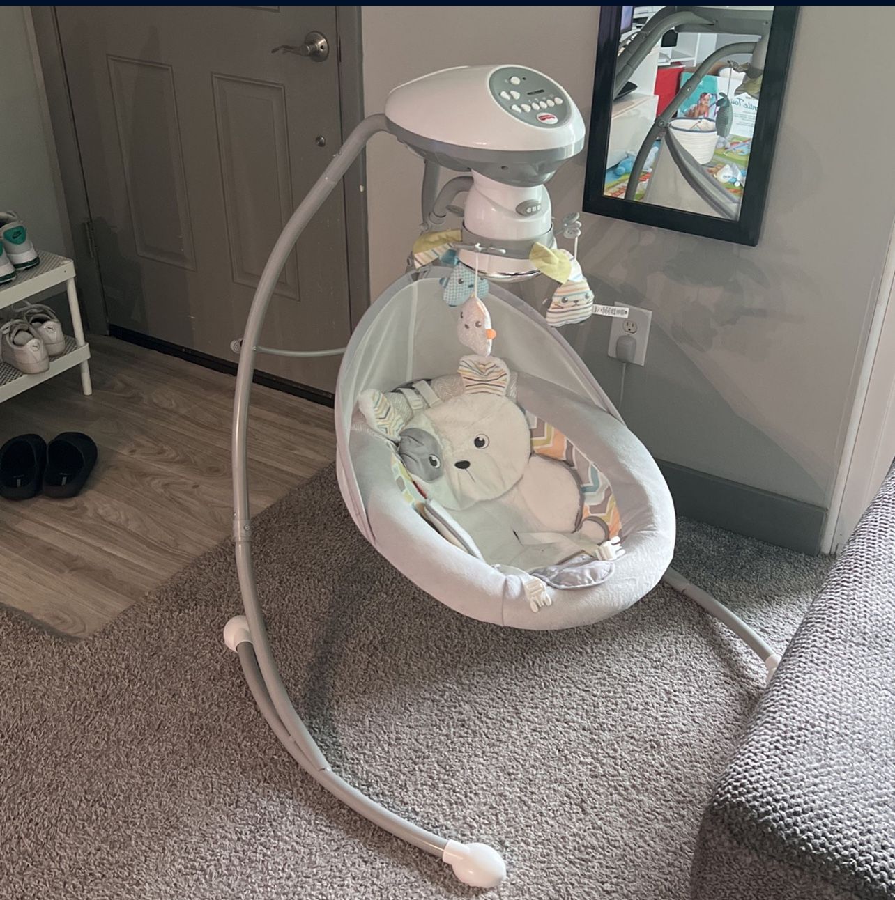 Fisher-Price Sweet Snugapuppy Swing, Dual Motion Baby Swing with Music, Sounds and Motorized Mobile