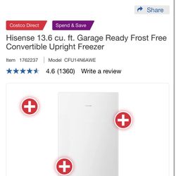 Hisense 13.6 cu. ft. Garage Ready Frost Free Convertible Upright Freezer