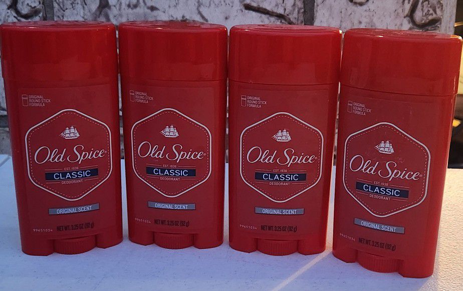 (4) Old Spice Classic Deodorant for Men, Original Scent, 3.25 oz