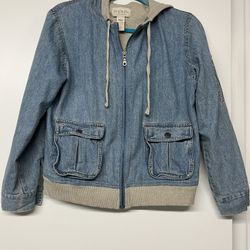 J. Jill Out Of The Blue Denim Hooded Jacket 