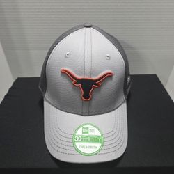 Texas Longhorns  New Era 39Thirty  Black Orange Gray Back Mesh Youth NWT