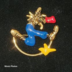 Disney Napier Pluto Slipping On Banana Enamel Brooch Pin Signed 