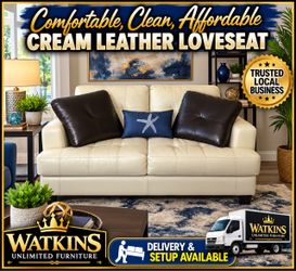 Cream Leather Loveseat β Clean, Comfortable & Ready for a New Home