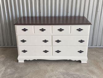 Refinished 6-Drawer Dresser – White & Espresso
