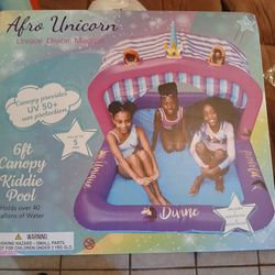Afro Unicorn 6ft Canopy Kiddie Pool 