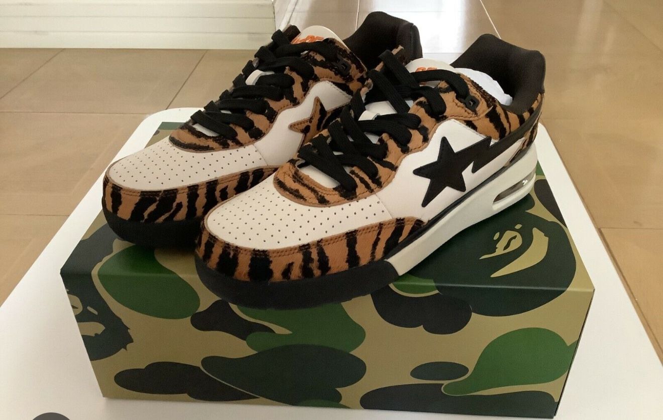 AUTHENTIC APE BAPE LEOPARD ROAD US 11 SNEAKERS WHITE