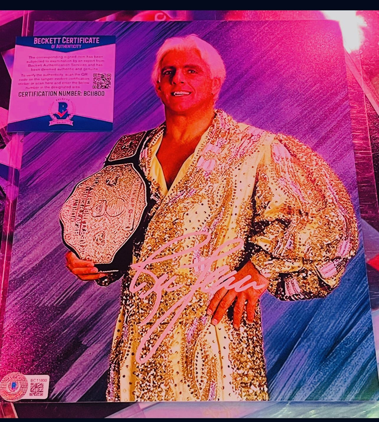 BAS COA RIC FLAIR SIGNED 8x10 WWF WWE WRESTLING PHOTO