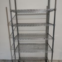 4 Seville Classics 5-Tier Steel Wire Shelving with Wheels, 30" W x 14" D x 60" H, Plated Steel