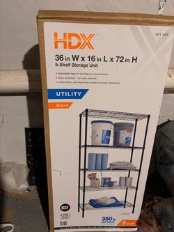 Brand new HDX 5-Shelf Steel Wire Storage Unit, still in the original box!