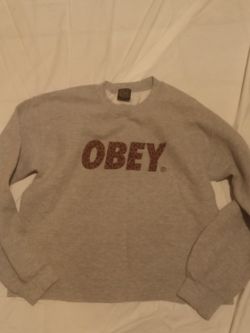 Obey vintage cheetah pring logo woman sweater crop  size s selling $10