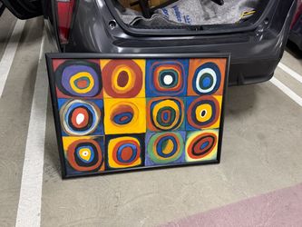 Framed Abstract Circles Real Acrylic Replica Painting