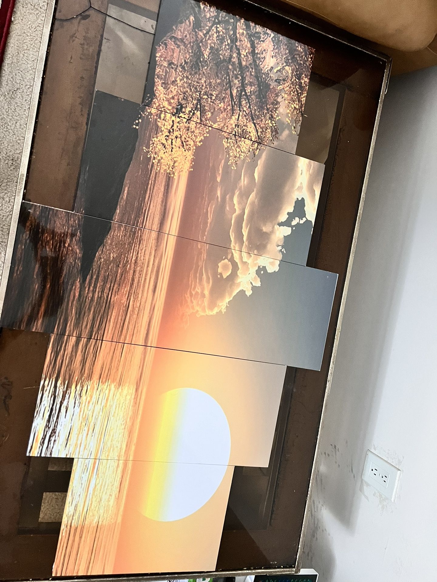 5 Panels Wall Art Sunset And Ocean Waves 