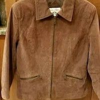 Brown leather zip up jacket, Kathy Ireland, size medium