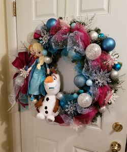 Wreath. Frozen theme. Approximately 30in.