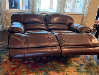 Leather Maddux Power Recliner and Power Loveseat