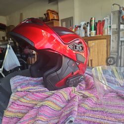 Red NEW MOTORCYCE  HELMET  WITH BLUETOOTH AND FRONT  LIFTSLIFTS 