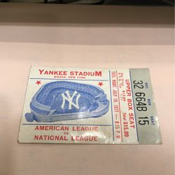 YANKEE ALLSTAR GAME TICKET 1977