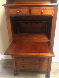 Antique Wood Secretary Desk with Drawers