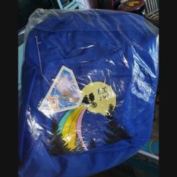 Vintage 1982 E.T. & Me Extra Terrestrial Luggage Blue Backpack Book Bag w/ Tag