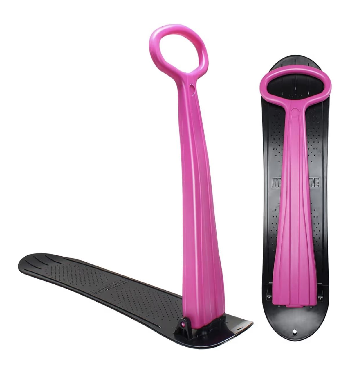Snow Scooter Sled for Kids Winter Outdoor Sports, Fold-up Snowboard with Handlebar, Black-Pink New