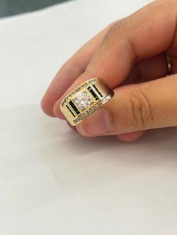 10KT Real Gold Cz Stone Ring For Men