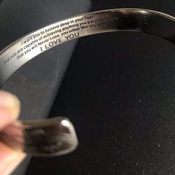 Silver color engraved open bracelet