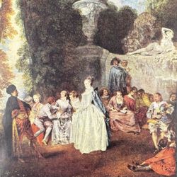 Jean-Antoine Watteau Fête Champêtre Original Vintage Fine Art Print 30’s Antique USA Printed France/French School Collectible