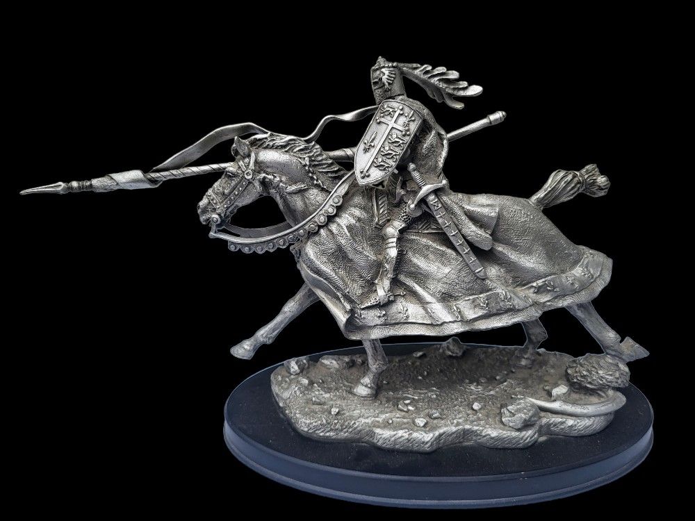 1985 JIM PORTER PATH TO GLORY MEDIEVAL KNIGHT PEWTER SCULPTURE (10 X 12)