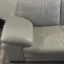 White Leather Sectional Couch 2 Piece