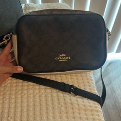 Coach Leather Shoulder Bag Signature Pattern Purse