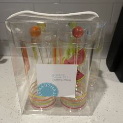 Martha Stewart Drink Set - 4 Glasses & 4 Stirrers