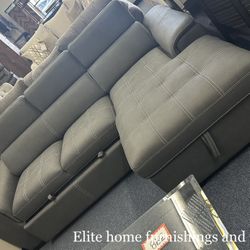 Gray Sectional Faux Nubuck Sleeper 