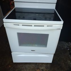 Newer All White Whirlpool Glass Top Stove Electric