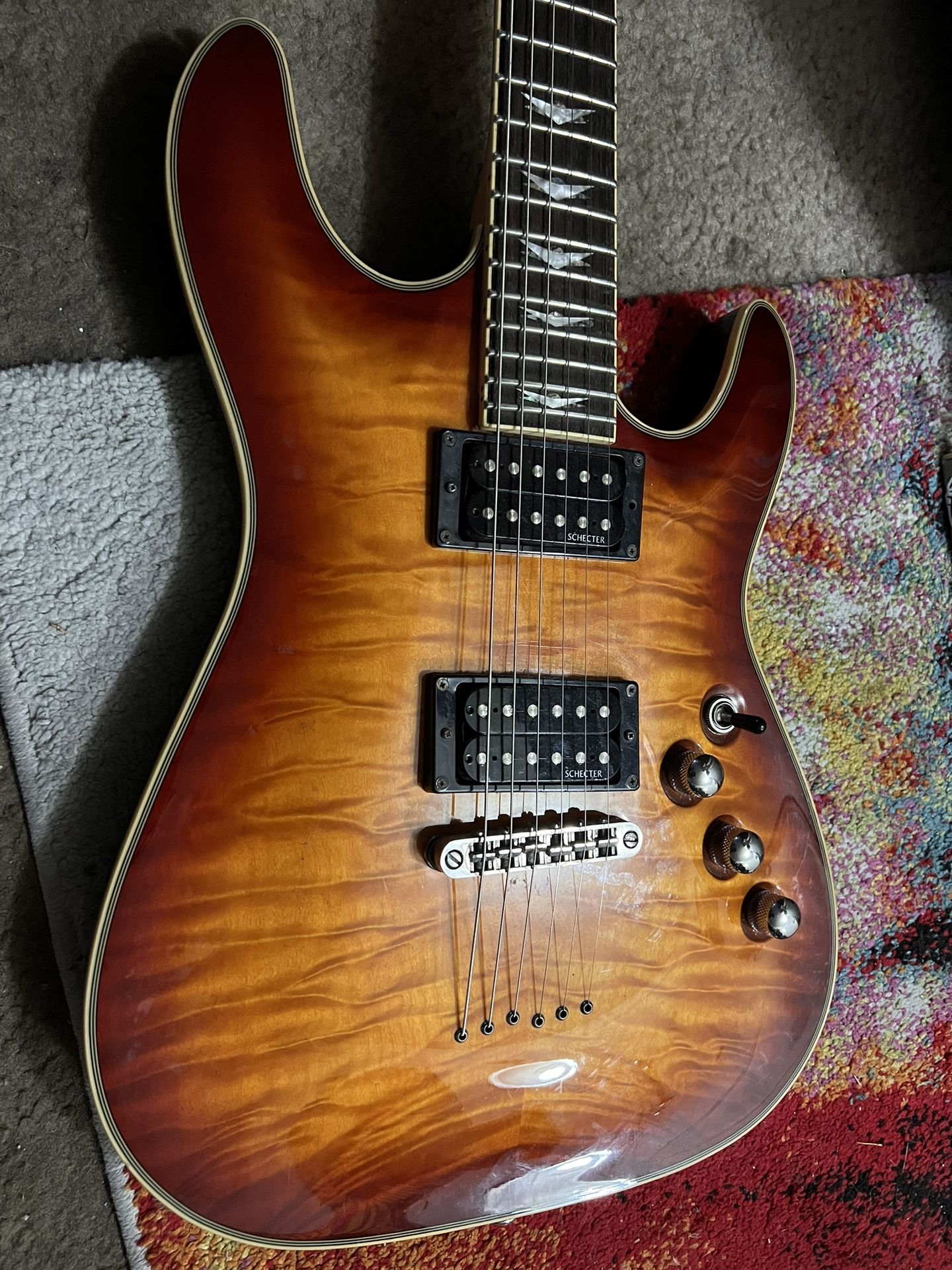 Used Schecter Guitar Research Omen Extreme 6 2 Color Sunburst Solid Body Electric Guitar
