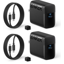 Anker 45W USB-C Charger Block, PPS Fast Charger with USB-C Cable for iPhone 17/16 and More Series, iPad, Galaxy S24 Ultra (2-Pack 5 ft Cable Included)