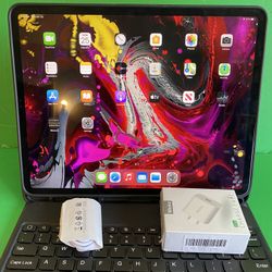 256GB Apple IPad Pro 12.9” 3rd Generation (Face ID/Liquid Retina /2018 model) WiFi + Cellular (LTE) with Bluetooth keyboard & Accessories 