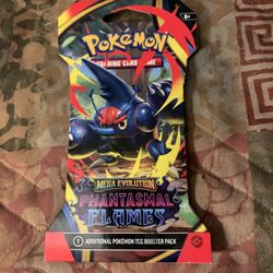 Pokémon TCG: Mega Evolution Phantasmal Flames Sleeved Booster Pack featuring Mega Heracross artwork.  Contents: Contains 10 randomized cards to expand