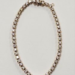 Gold Natural Tennis Diamond Bracelet #12805
